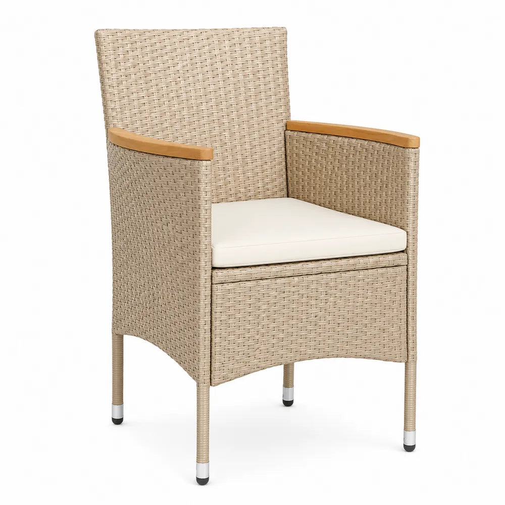 Rattan-Gartenstuhl Beige mit Polyesterkissen