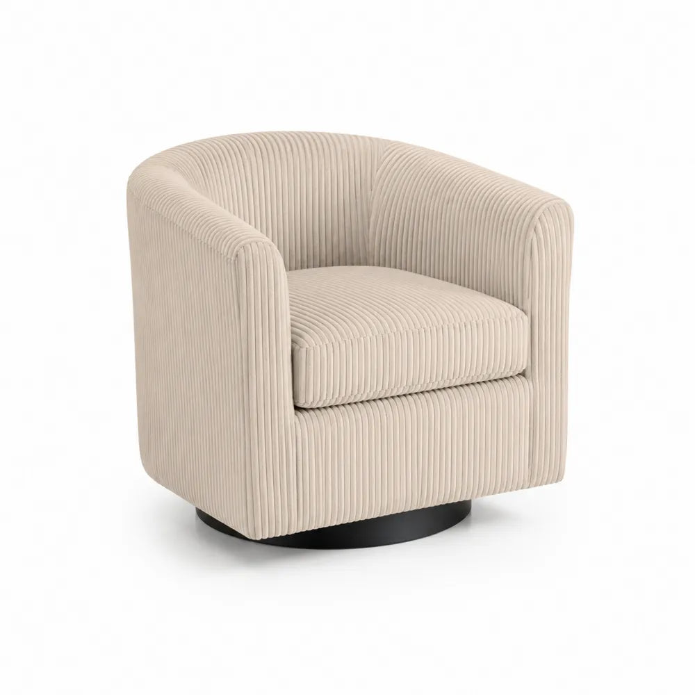 Drehsessel aus Cordstoff Beige
