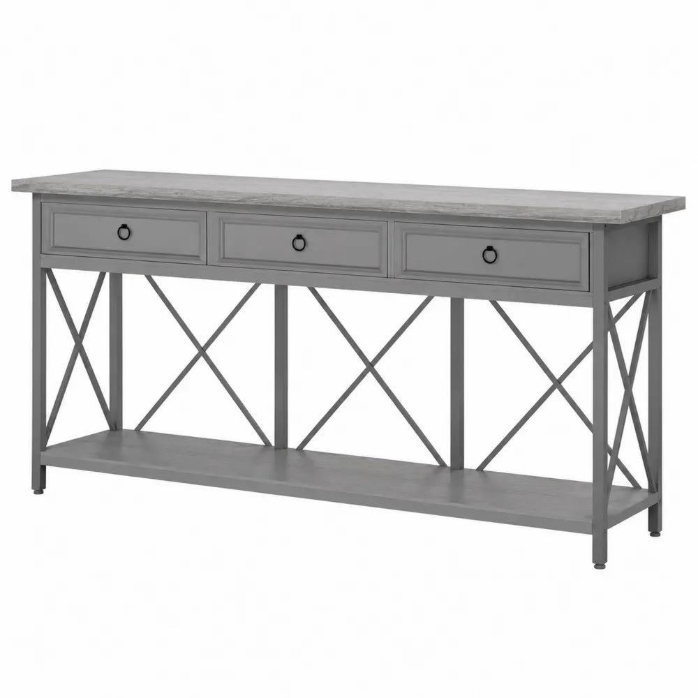 Konsolentisch Grau Rechteckig MDF Stahl 120x30x75cm