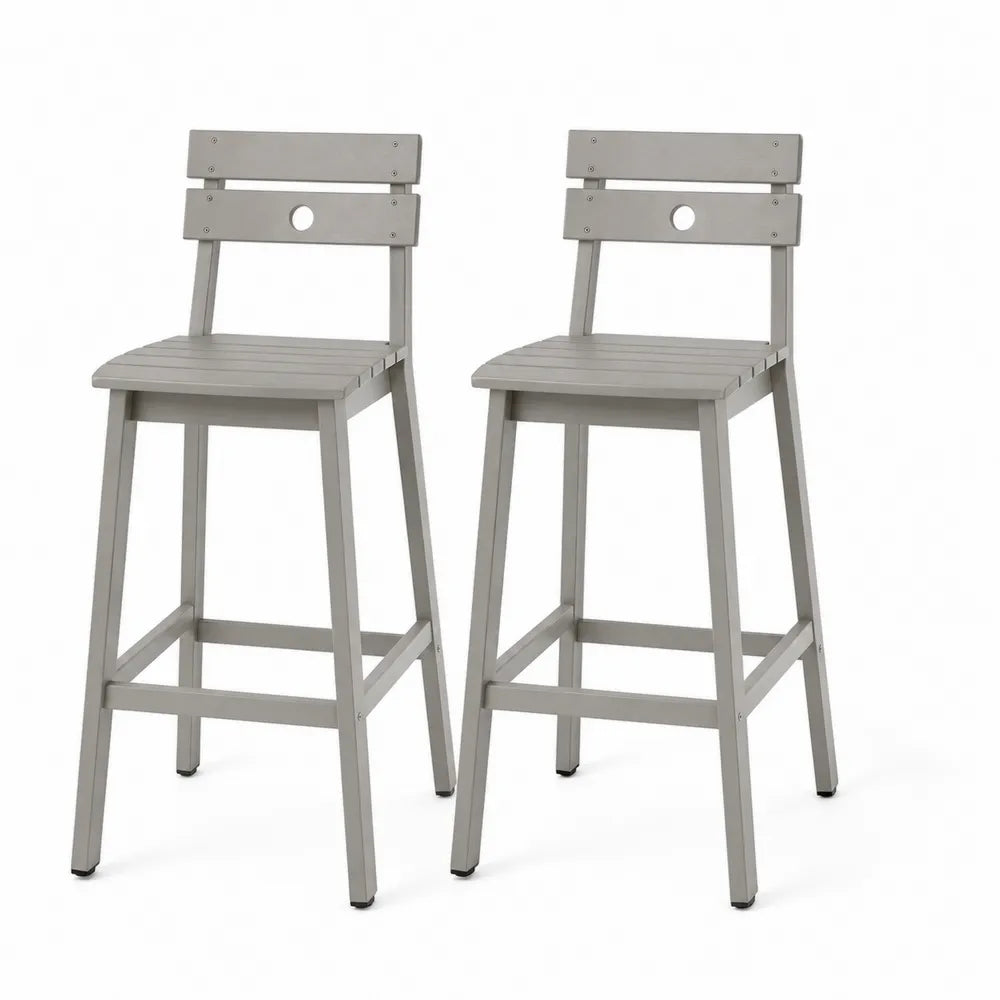 2er Set Aluminium Barhocker Grau